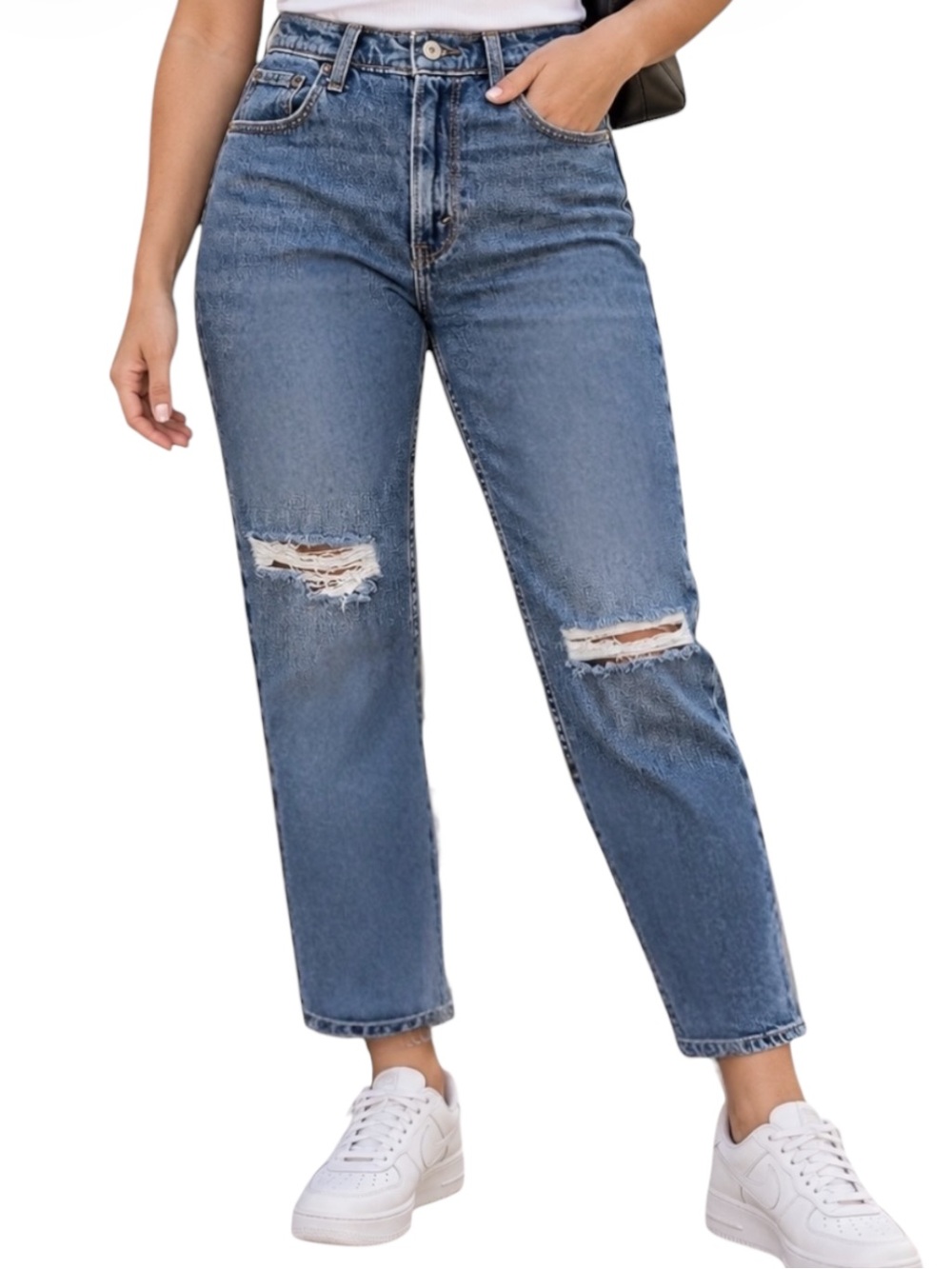 Abercrombie Curve Love Ultra High Rise Straight Jeans 27 Short Medium Destroy